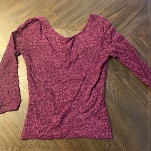 Garage, deep plum lace crop 3/4 sleeve